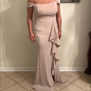 Long sparkly light pink dress